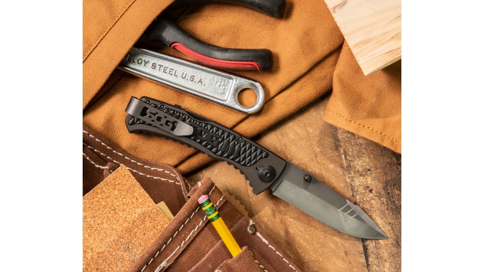 SOG Specialty Knives &amp; Tools Sideswipe Folding Knife, 7Cr15 Blade, Clip Point, Grey Anodized, Aluminum Handle, Silver, SOG-SW1011-CP