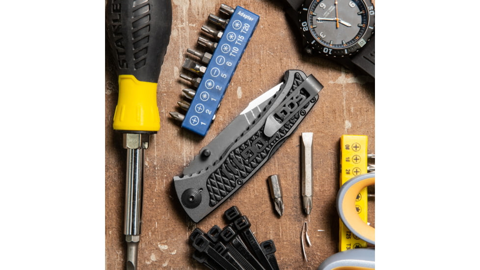 SOG Specialty Knives &amp; Tools Sideswipe Folding Knife, 7Cr15 Blade, Clip Point, Grey Anodized, Aluminum Handle, Silver, SOG-SW1011-CP