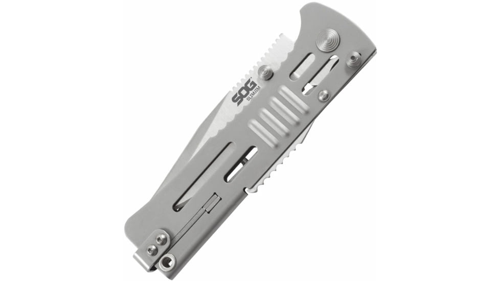 SOG Specialty Knives &amp; Tools SlimJim Assisted Folding Knife, 3.18in, AUS-8 Blade, Clip Point, Bead Blasted, 420 Stainless Steel Handle, SOG-SJ31-CP