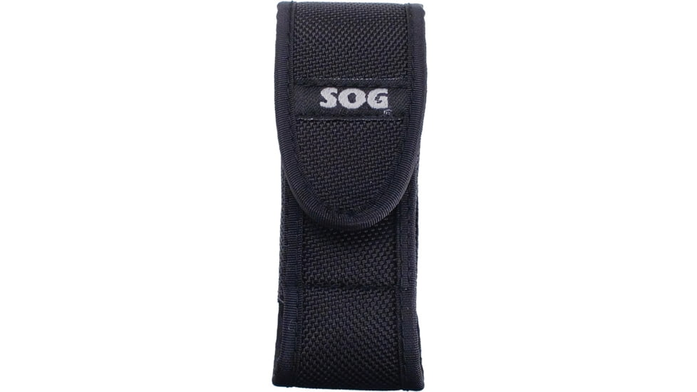 SOG Specialty Knives &amp; Tools Small Sheath w/Clip, For Pocket Powerplier, Paratool, Bi-Polar And Similar Small Folding Knife Up To 4in Closed, Black Nylon Construction With Kydex Belt Clip, P60