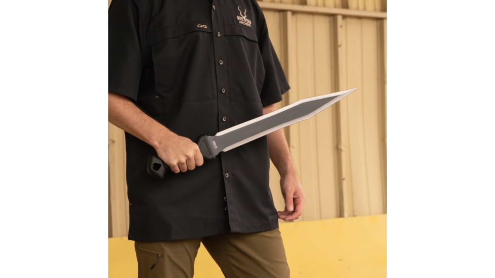 SOG Specialty Knives &amp; Tools Phantom Strike Machete Fixed Blade Knife 17.6inch Spear Point 420 Black Blade Glass Reinforced Nylon Grn Handle Black