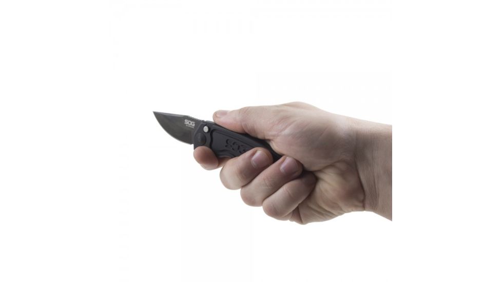 SOG Specialty Knives &amp; Tools SOG-TAC California Special TiNi Folding Knife, 1.9 in AUS-8 Blade, Black, 3.9-inch Hard-Anodized Aluminum Handle ST-14