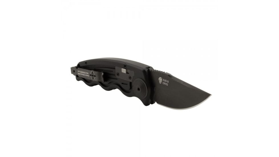 SOG Specialty Knives &amp; Tools SOG-TAC California Special TiNi Folding Knife, 1.9 in AUS-8 Blade, Black, 3.9-inch Hard-Anodized Aluminum Handle ST-14