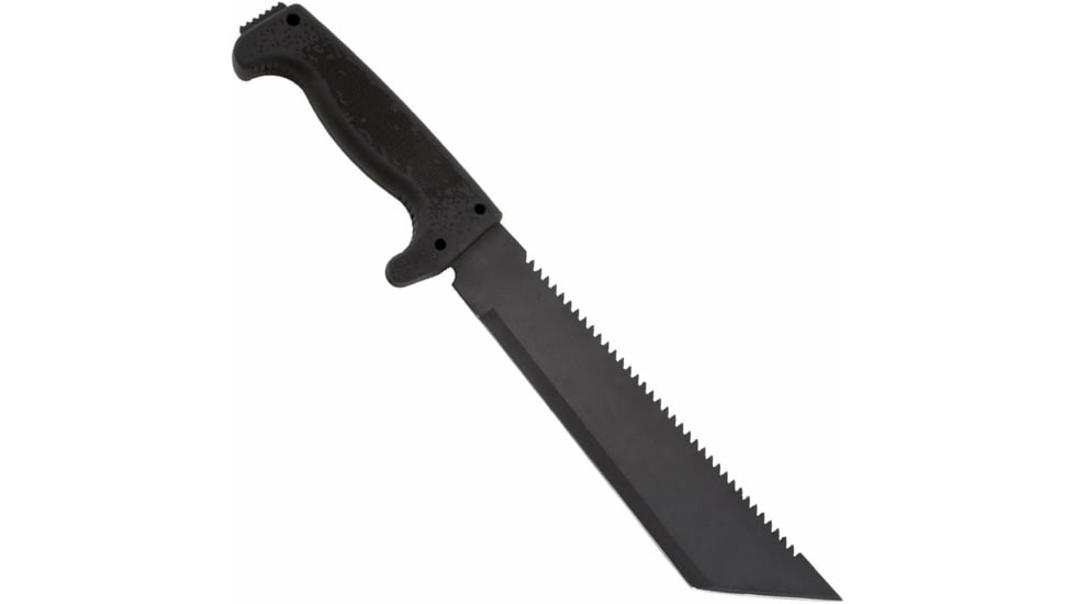 SOG Specialty Knives &amp; Tools SOGFari Machete Fixed Blade Knife, 10in, 3Cr13 Blade, Tanto, Black, Kraton Handle, Black, SOG-MC04-N