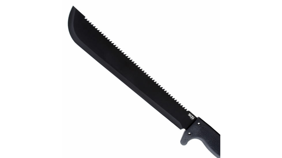 SOG Specialty Knives &amp; Tools SOGFari Machete Fixed Blade Knife, 13in, 3Cr13 Blade, Machete, Black, Kraton Handle, Black/Black, SOG-MC01-N