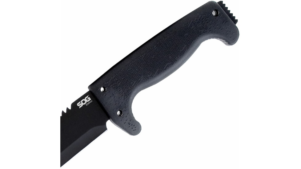 SOG Specialty Knives &amp; Tools SOGFari Machete Fixed Blade Knife, 13in, 3Cr13 Blade, Machete, Black, Kraton Handle, Black/Black, SOG-MC01-N