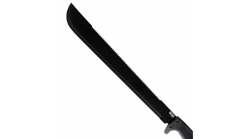 SOG Specialty Knives &amp; Tools SOGFari Machete Fixed Blade Knife, 18in, 3Cr13 Blade, Machete, Black, Kraton Handle, Black/Black, SOG-MC02-N
