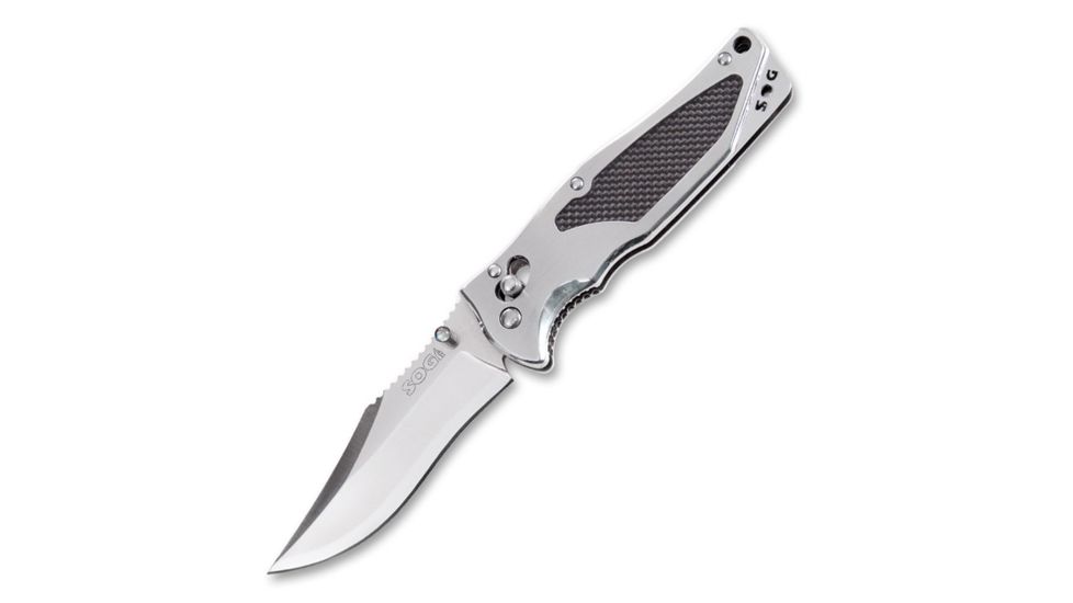 SOG Specialty Knives &amp; Tools Stingray 2.0 Knive, 3in VG-10 Core Laminated With 420J2 Stainless Steel Blade, Stainless w/ Carbon Fiber Inlay Handle, Carbon Fiber, SR-02