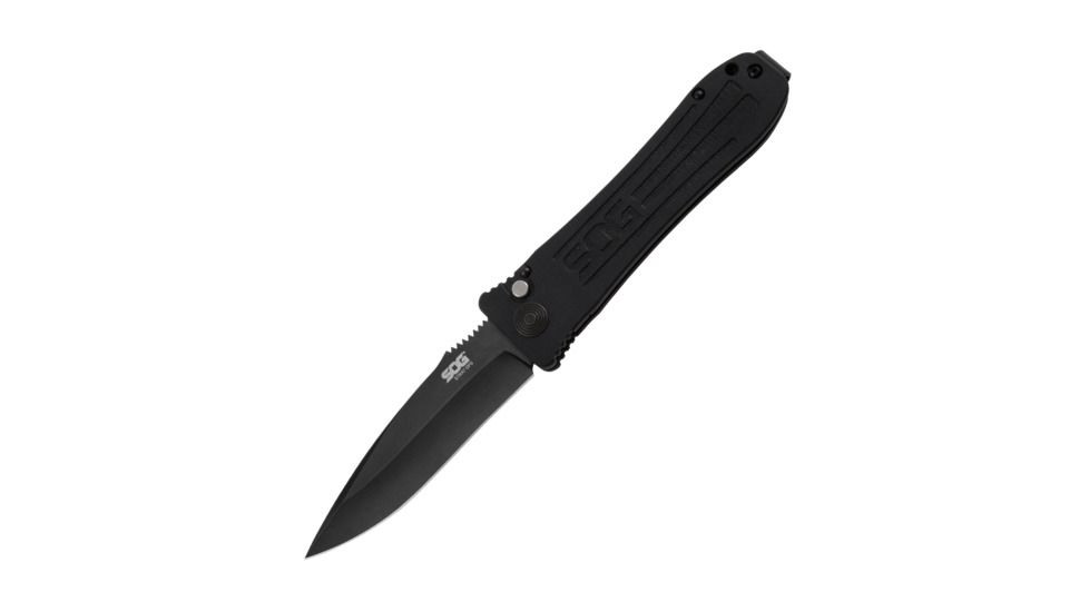 SOG Specialty Knives &amp; Tools Strat Ops Automatic Folding Knife, Black, SO1001-BX