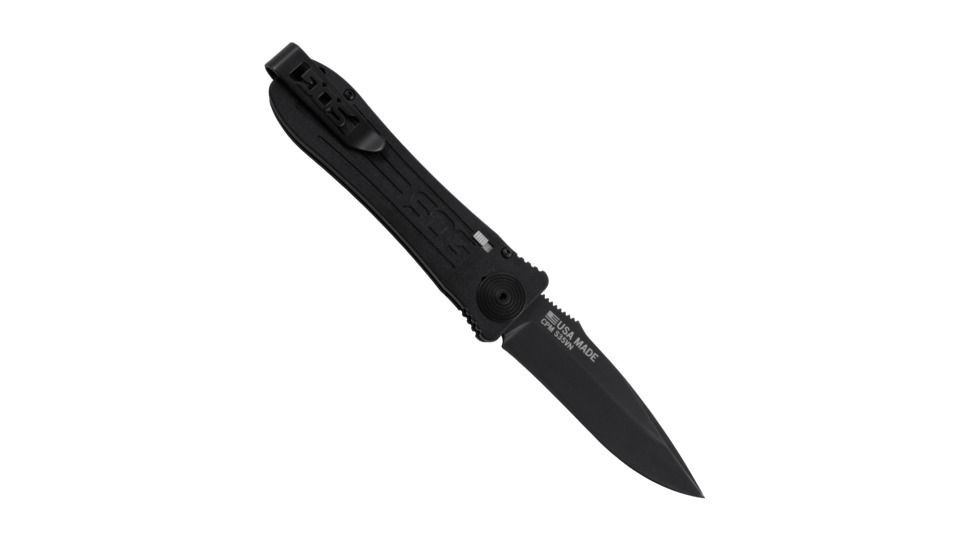 SOG Specialty Knives &amp; Tools Strat Ops Automatic Folding Knife, Black, SO1001-BX