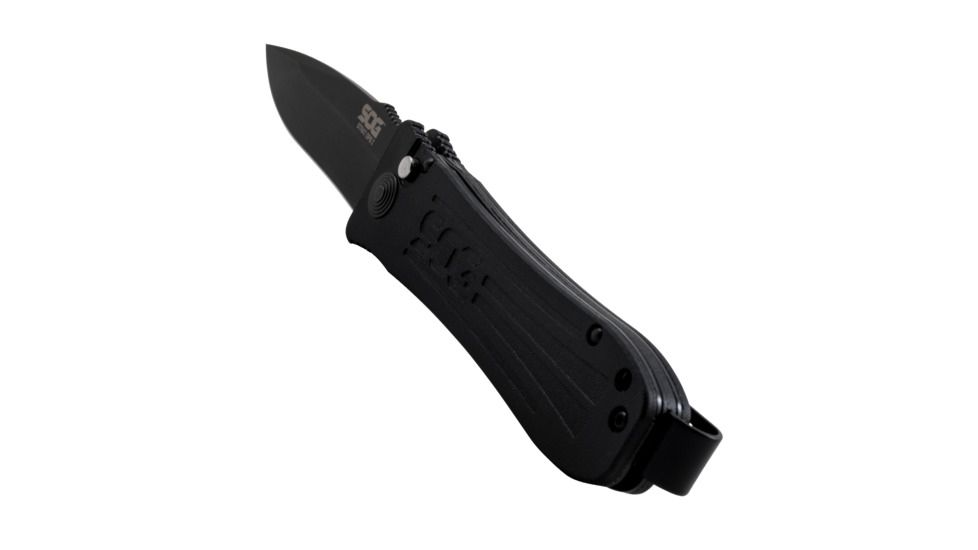 SOG Specialty Knives &amp; Tools Strat Ops Automatic Folding Knife, Black, SO1001-BX