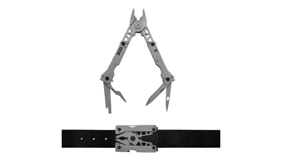 SOG Specialty Knives &amp; Tools Sync I Traveler Detachable Multi - Tool with Belt Buckle, 11 Tools, 4.4in, Black, SN1002-CP
