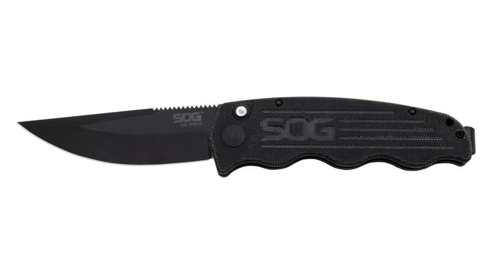 SOG Specialty Knives &amp; Tools Tac Ops Automatic Folding Knife, Black, TO1011-BX