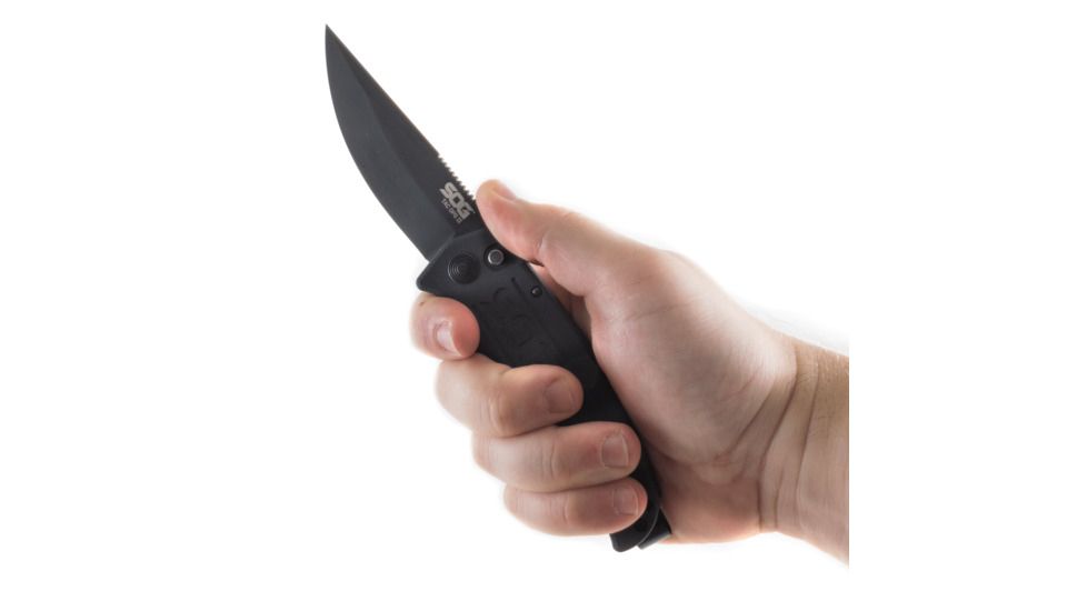 SOG Specialty Knives &amp; Tools Tac Ops Automatic Folding Knife, Black, TO1011-BX