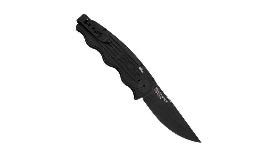 SOG Specialty Knives &amp; Tools Tac Ops Automatic Folding Knife, Black, TO1011-BX