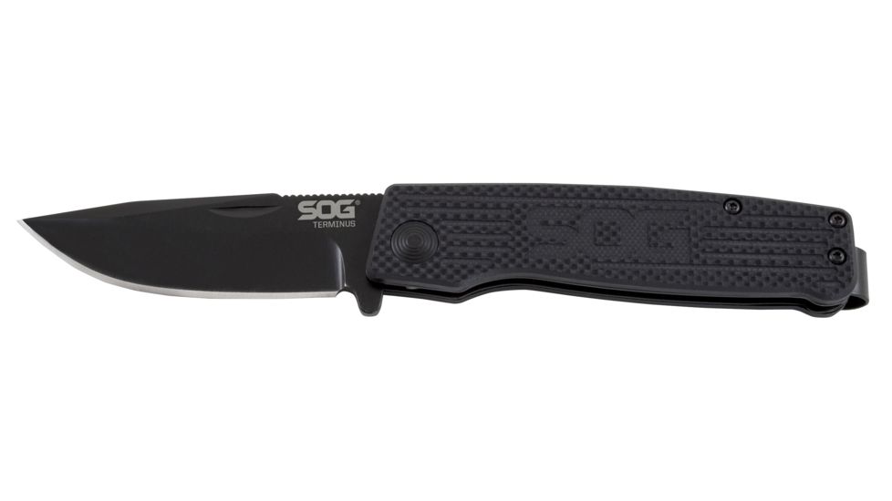 SOG Specialty Knives &amp; Tools Terminus Folding Knife, Black, TM1002-BX