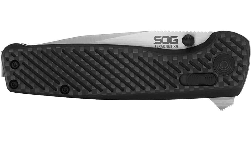 SOG Specialty Knives &amp; Tools Terminus XR Folding Knife, 2.95in, CPM S35VN Blade, Clip Point, G10 and Carbon Fiber Handle, Silver, SOG-TM1025-BX