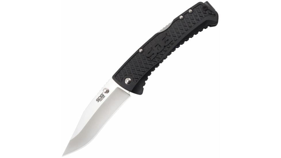 SOG Specialty Knives &amp; Tools Traction Folding Knife, 3.5in, 5Cr13MoV Blade, Clip Point, Black, Glass-Reinforced Nylon Handle, SOG-TD1011-CP