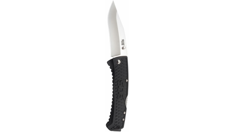 SOG Specialty Knives &amp; Tools Traction Folding Knife, 3.5in, 5Cr13MoV Blade, Clip Point, Black, Glass-Reinforced Nylon Handle, SOG-TD1011-CP
