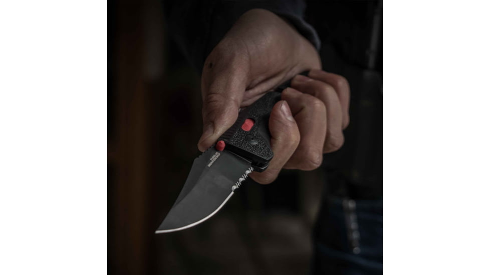 SOG Specialty Knives &amp; Tools Trident At - Black Red - Partially Serrated - 11-12-02-41
