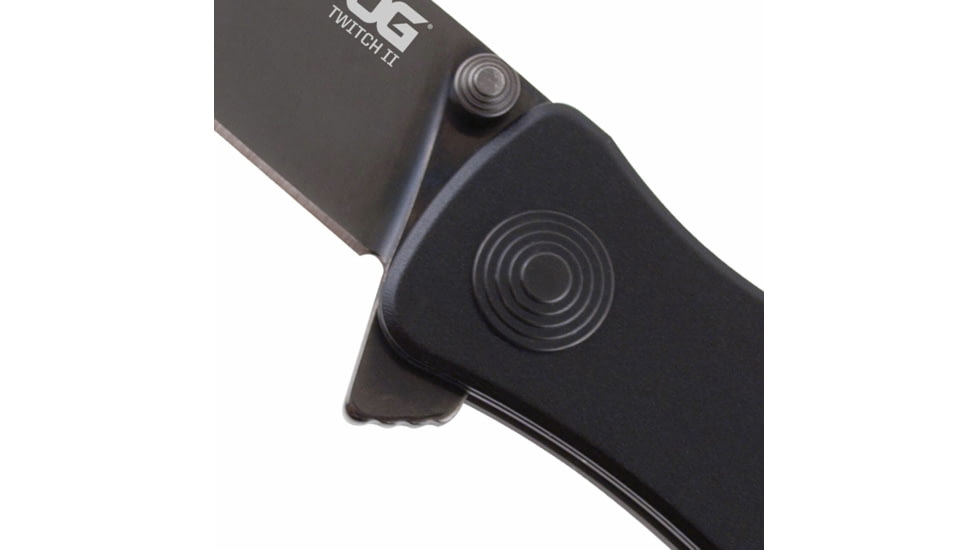 SOG Specialty Knives &amp; Tools Twitch II Folding Knife, 2.65in, AUS-8 Blade, Drop Point, Black, Anodized Aluminum 6061-T6 Handle, Black, SOG-TWI12-CP