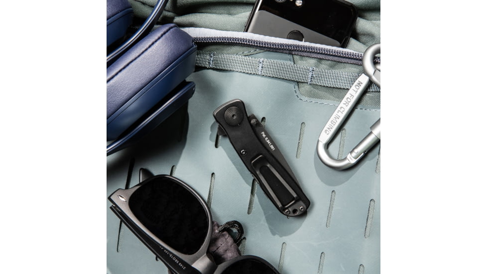 SOG Specialty Knives &amp; Tools Twitch II Folding Knife, 2.65in, AUS-8 Blade, Drop Point, Black, Anodized Aluminum 6061-T6 Handle, Black, SOG-TWI12-CP