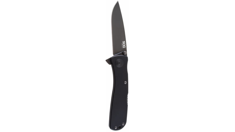 SOG Specialty Knives &amp; Tools Twitch II Folding Knife, 2.65in, AUS-8 Blade, Drop Point, Black, Anodized Aluminum 6061-T6 Handle, Black, SOG-TWI12-CP