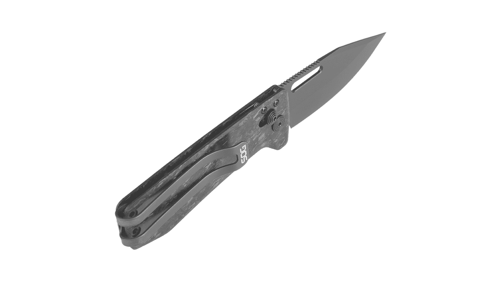 SOG Specialty Knives &amp; Tools Ultra XR XHP Folding Knives, 2.8in, Straight Edge, CTS XHP Steel, Spear Point, Blackout, Carbon Fiber Handle, SOG-12-63-05-57