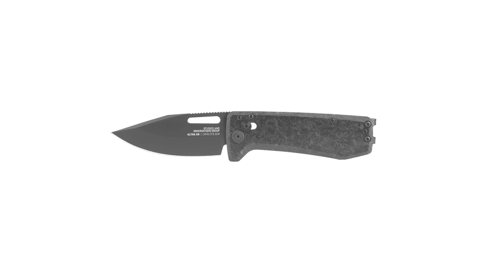 SOG Specialty Knives &amp; Tools Ultra XR XHP Folding Knives, 2.8in, Straight Edge, CTS XHP Steel, Spear Point, Blackout, Carbon Fiber Handle, SOG-12-63-05-57