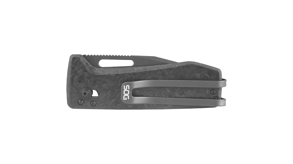 SOG Specialty Knives &amp; Tools Ultra XR XHP Folding Knives, 2.8in, Straight Edge, CTS XHP Steel, Spear Point, Blackout, Carbon Fiber Handle, SOG-12-63-05-57