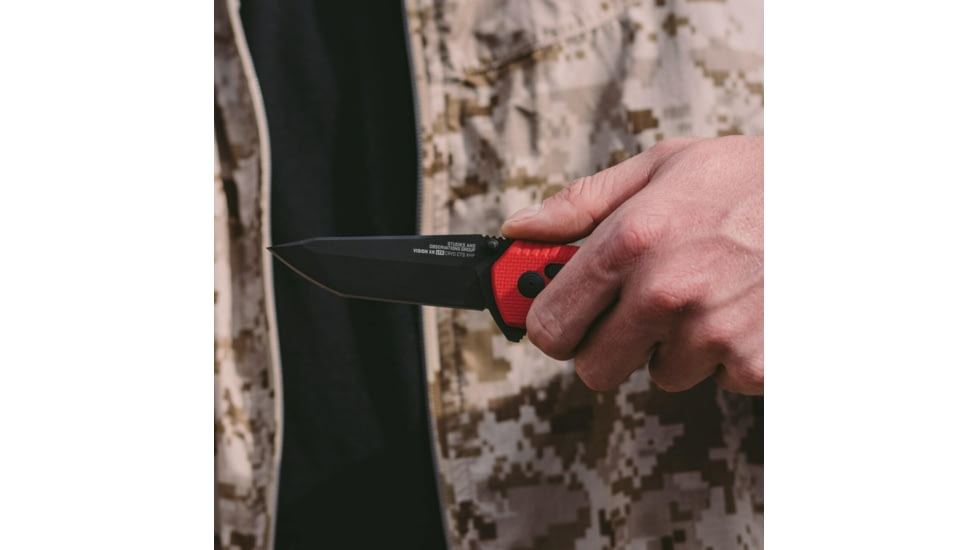 SOG Specialty Knives &amp; Tools Vision XR LTE Folding Knife, Red, SOG-12-57-08-57