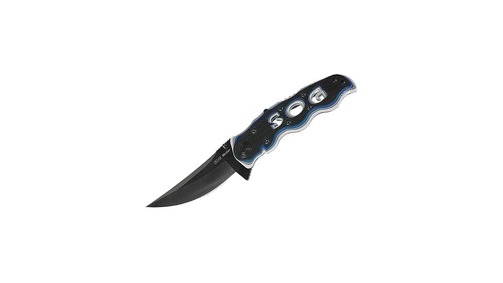 SOG M46T Topo Meridian Folding Knife, 3.25in Blade, Black TiNi Finish 