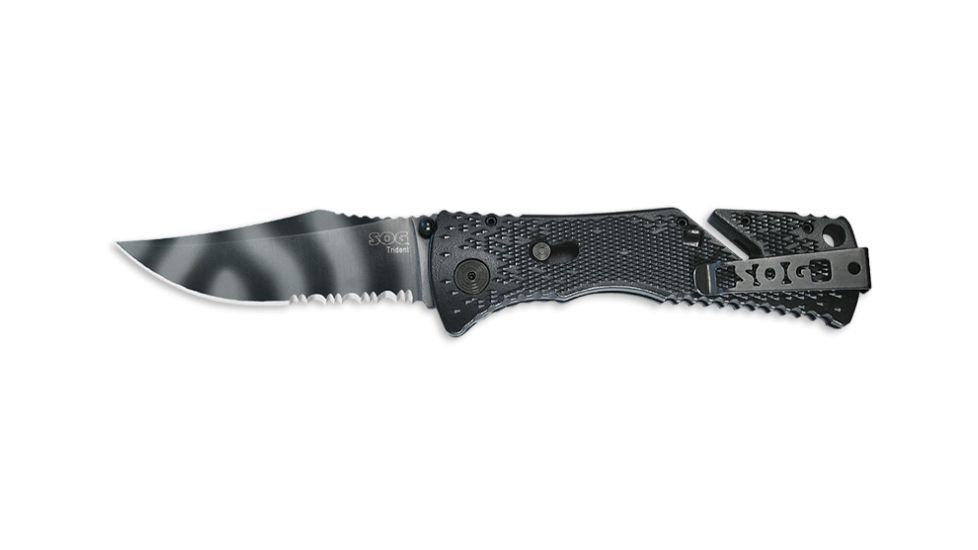 SOG Trident Knife w/ PS Fold, 3.75in. Steel Blade and Desert Camo Green Handle, Copper TiNi Finish, TF3-CP