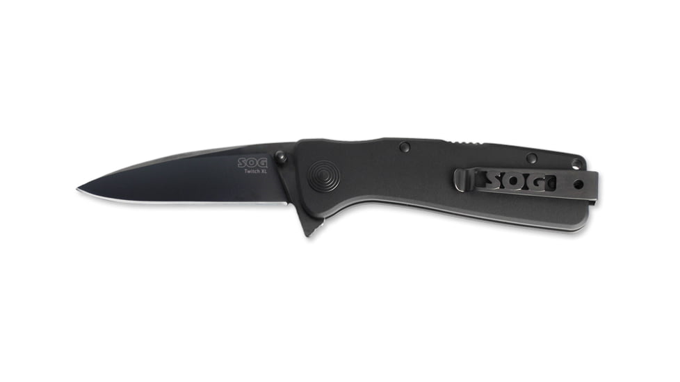 SOG Twitch XL Knife w/ SE Fold 3.25in. Steel Blade and Alum. Handle, BLK TiNi Finish, Black TWI21-CP