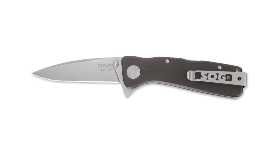 SOG Twitch XL Knife w/ SE Fold 3.25in. Steel Blade and Graphite Handle, Satin Finish, Graphite TWI20-CP