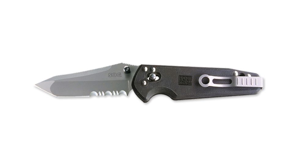 SOG X-Ray Vision Mini Knife w/ PS Fold 3in. VG-10 Steel Blade and GRN Handle, Bead Blasted Finish, Black MXV72-CP