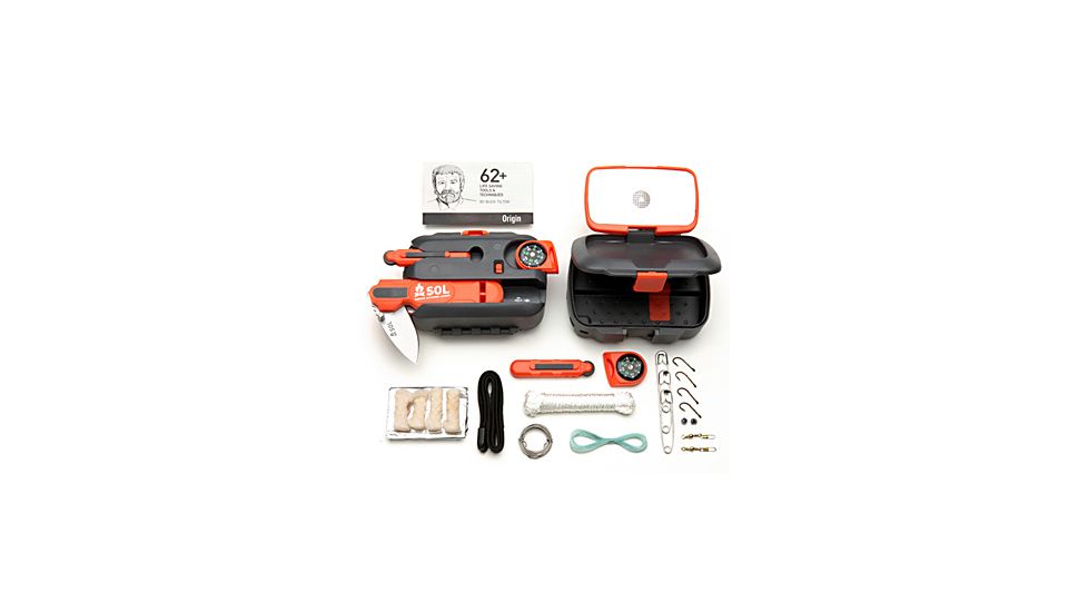 Survive Outdoors Longer Pocket Origin Survival Tool Box w/ Core Lite Knife, Fire Lite, Survival Essentials, 0140-0828