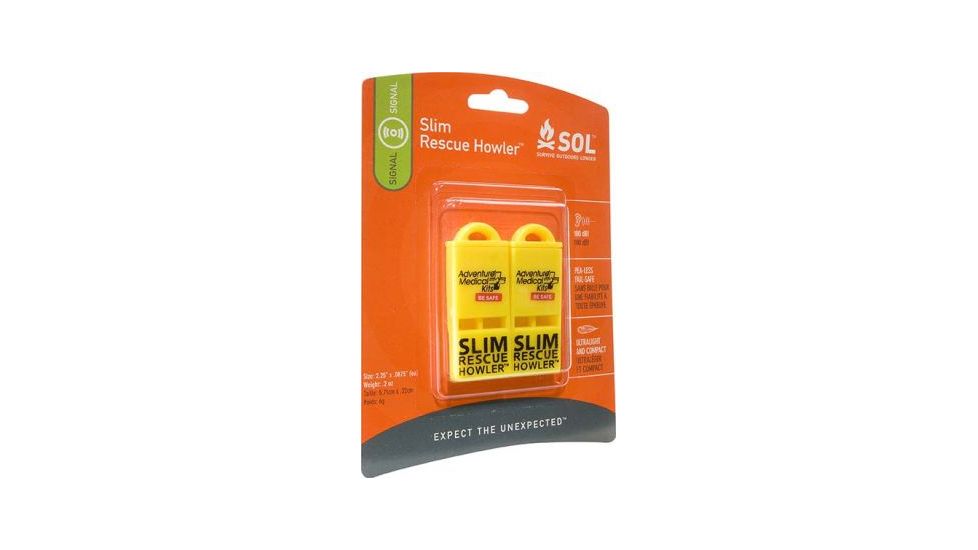SOL Slim Rescue Howler Whistle - Pack of 2 0140-0010