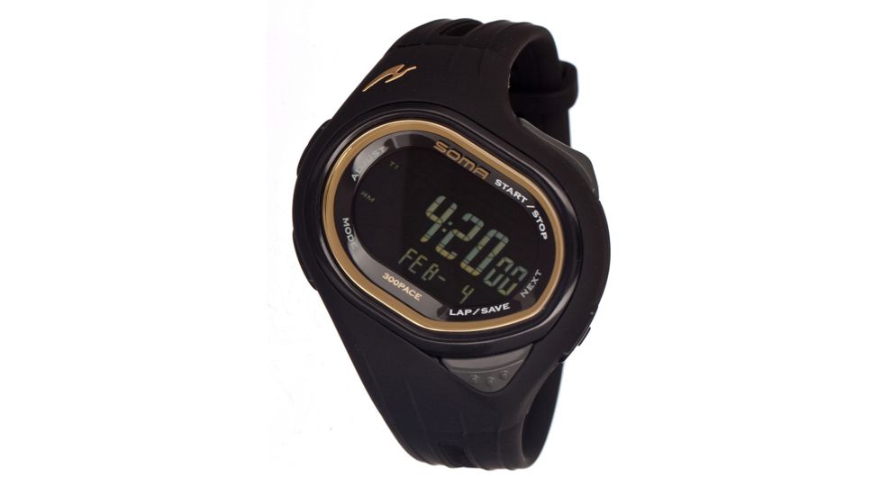 Soma Dwj22-0001 Running 300 Watch, Black Face, Black Polyurethane Band SOMDWJ22-0001