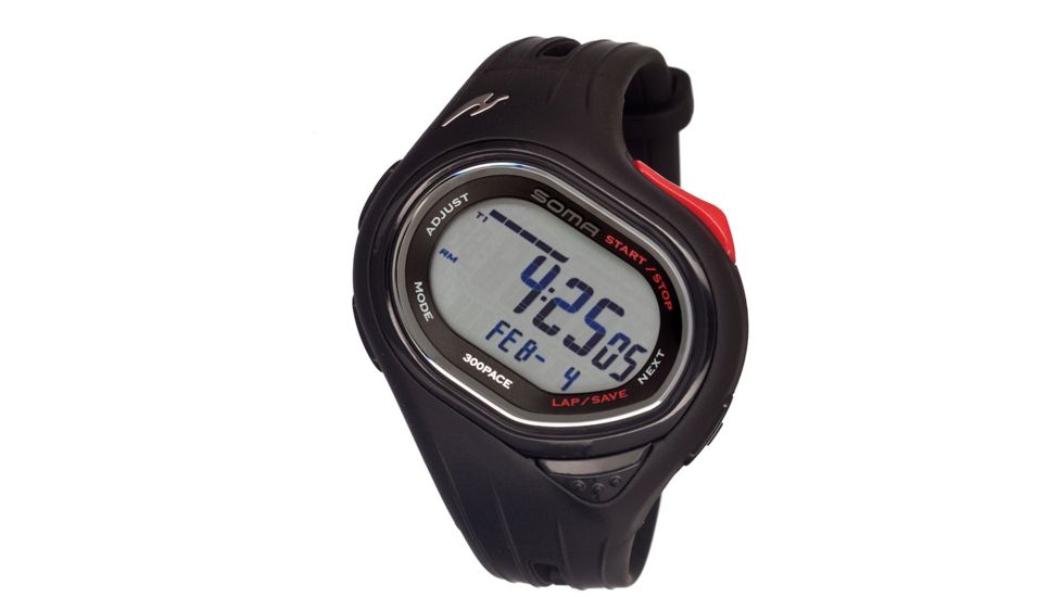 Soma Dwj22-0005 Running 300 Watch, Black Face, Black Polyurethane Band SOMDWJ22-0005