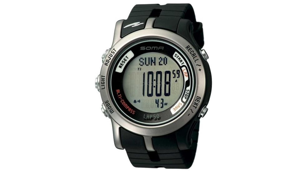 Soma Dwj81-0001 Alti-compass Watch, Grey Face, Black Polyurethane Band SOMDWJ81-0001