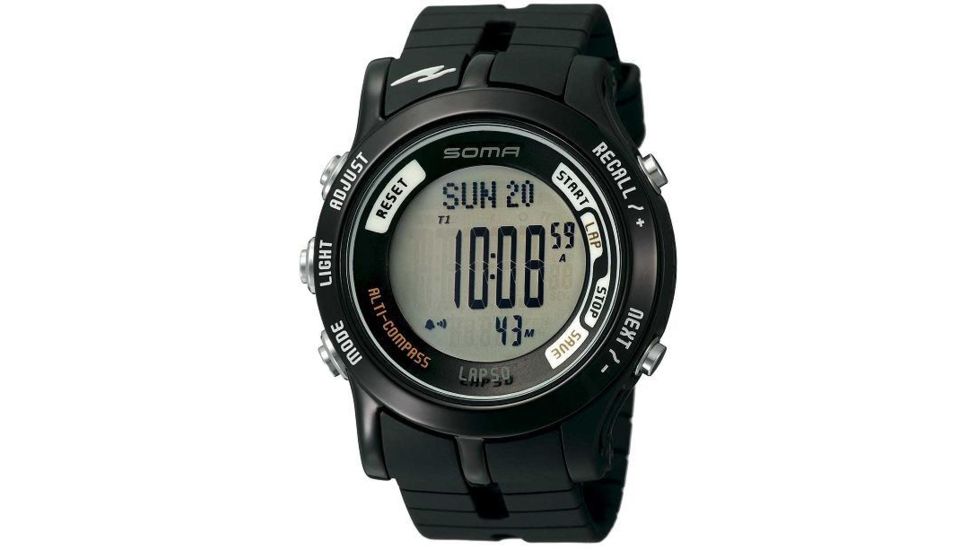 Soma Dwj81-0002 Alti-compass Watch, Grey Face, Black Polyurethane Band SOMDWJ81-0002