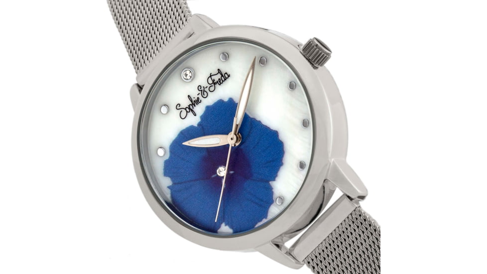 Sophie And Freda Raleigh Mother-Of-Pearl Bracelet Watch w/Swarovski Crystals, Blue, One Size, SAFSF5702