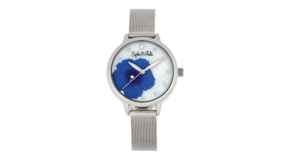 Sophie And Freda Raleigh Mother-Of-Pearl Bracelet Watch w/Swarovski Crystals, Blue, One Size, SAFSF5702