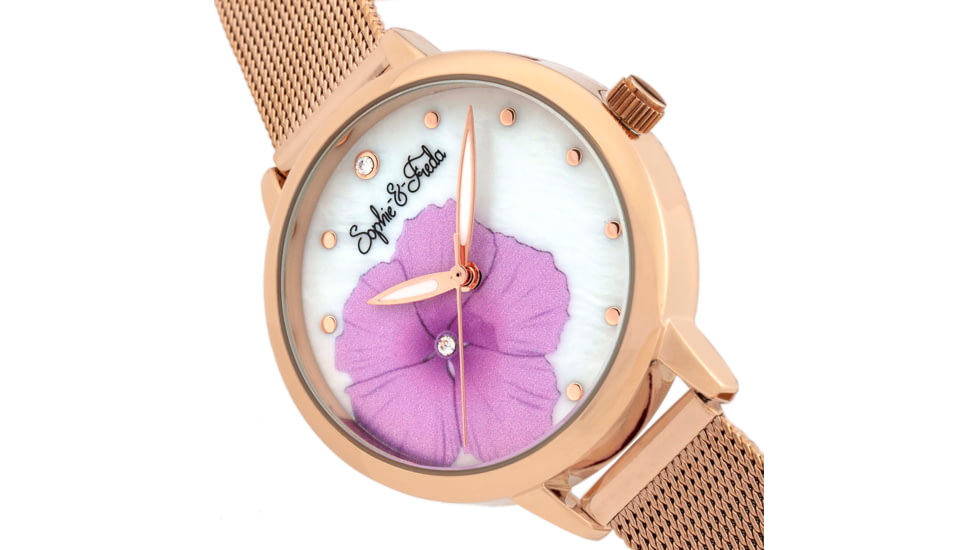 Sophie And Freda Raleigh Mother-Of-Pearl Bracelet Watch w/Swarovski Crystals, Pink, One Size, SAFSF5705