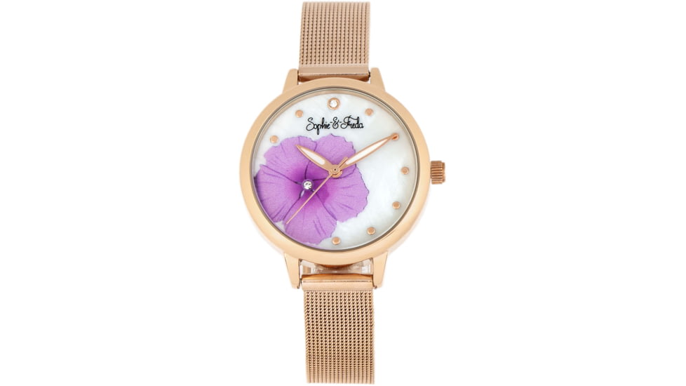 Sophie And Freda Raleigh Mother-Of-Pearl Bracelet Watch w/Swarovski Crystals, Pink, One Size, SAFSF5705