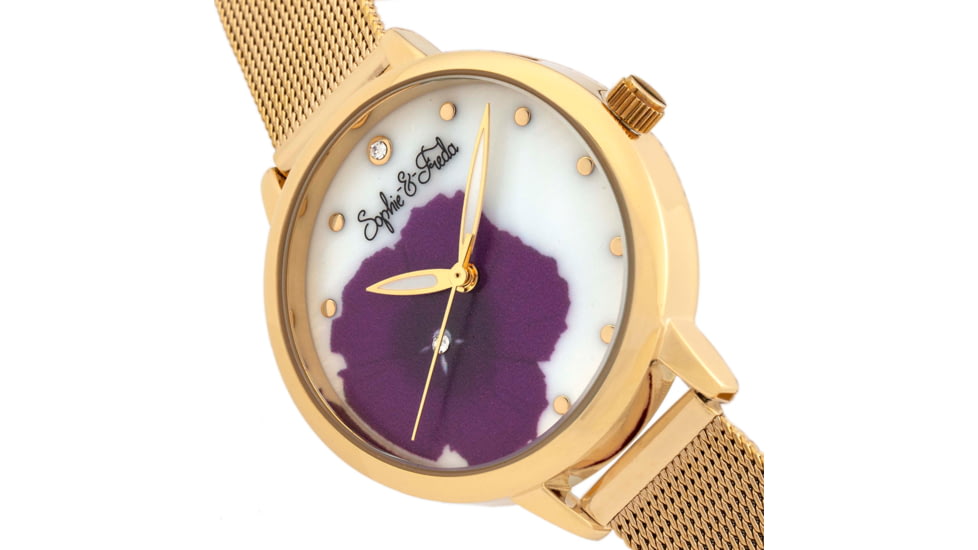 Sophie And Freda Raleigh Mother-Of-Pearl Bracelet Watch w/Swarovski Crystals, Purple, One Size, SAFSF5704