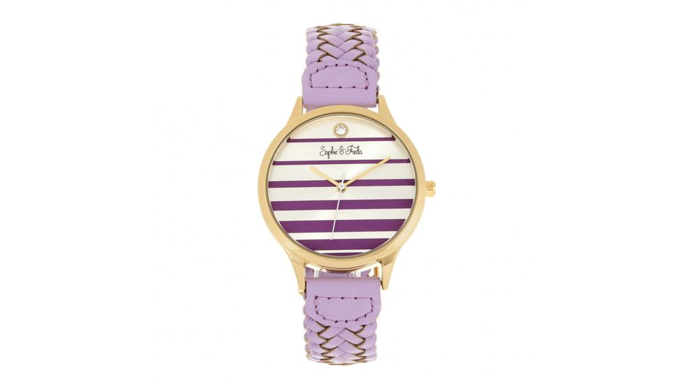 Sophie And Freda Sophie &amp; Freda Tucson Leather Band Watches w/ Swarovski Crystals - Women's, Gold/Lavender, One Size, SAFSF4505