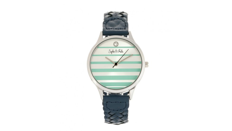 Sophie And Freda Sophie &amp; Freda Tucson Leather Band Watches w/ Swarovski Crystals - Women's, Silver/Teal, One Size, SAFSF4502