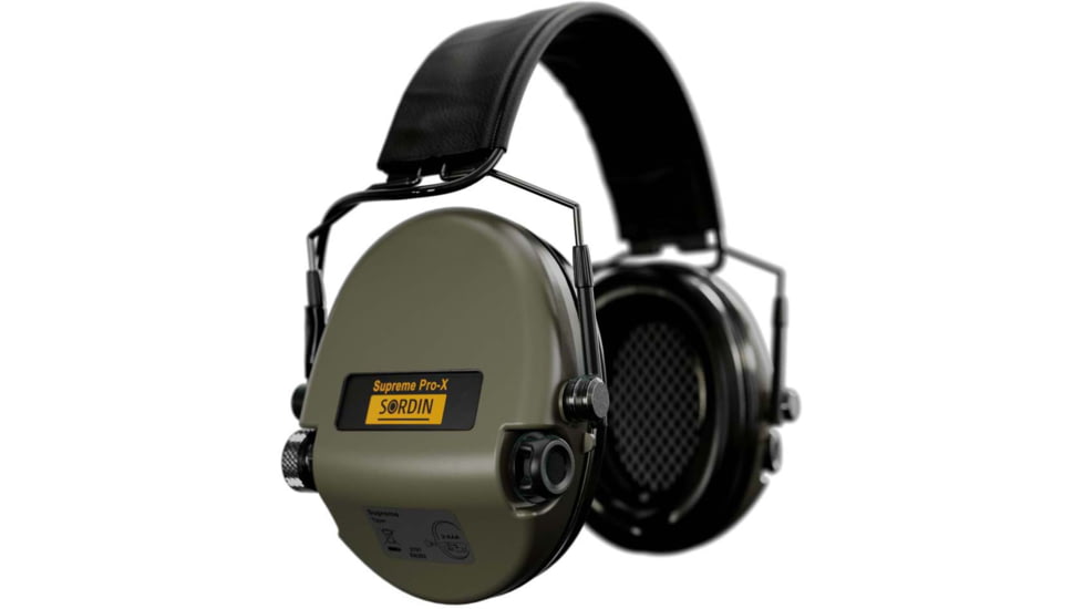 Sordin Supreme PRO-X Slim Headset, Leather Headband, Green Cups, 520473